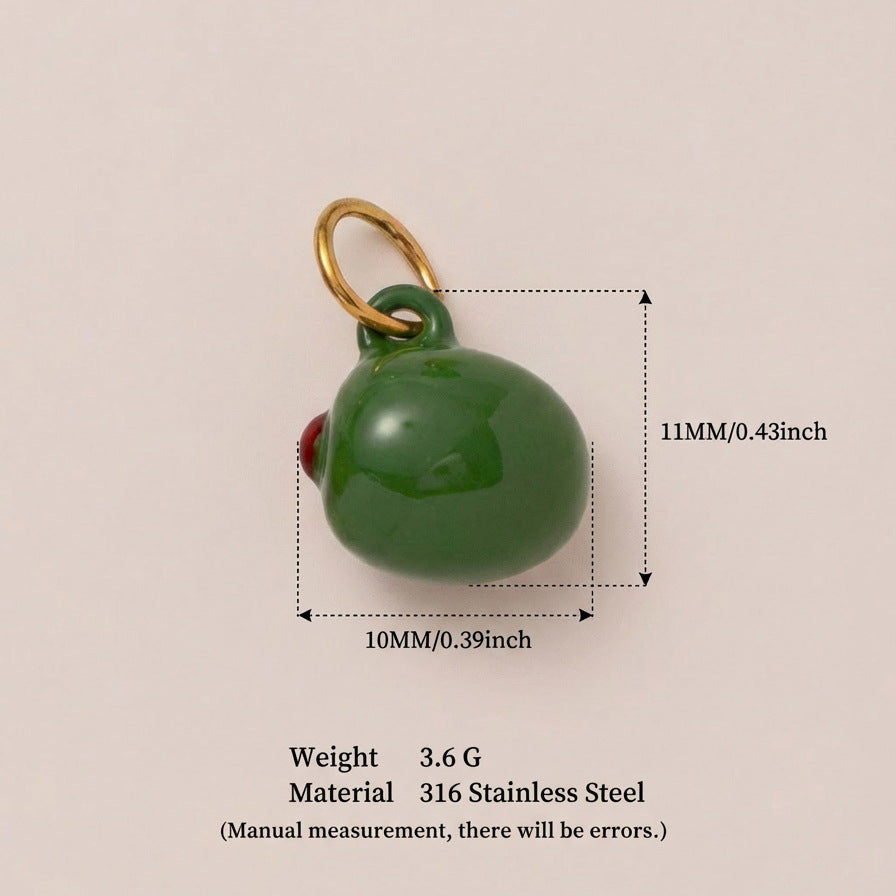 Minimalist Luxury 18K Gold Plated Stainless Steel Fruit Leaf Pendant Necklace Unisex Charm Bar