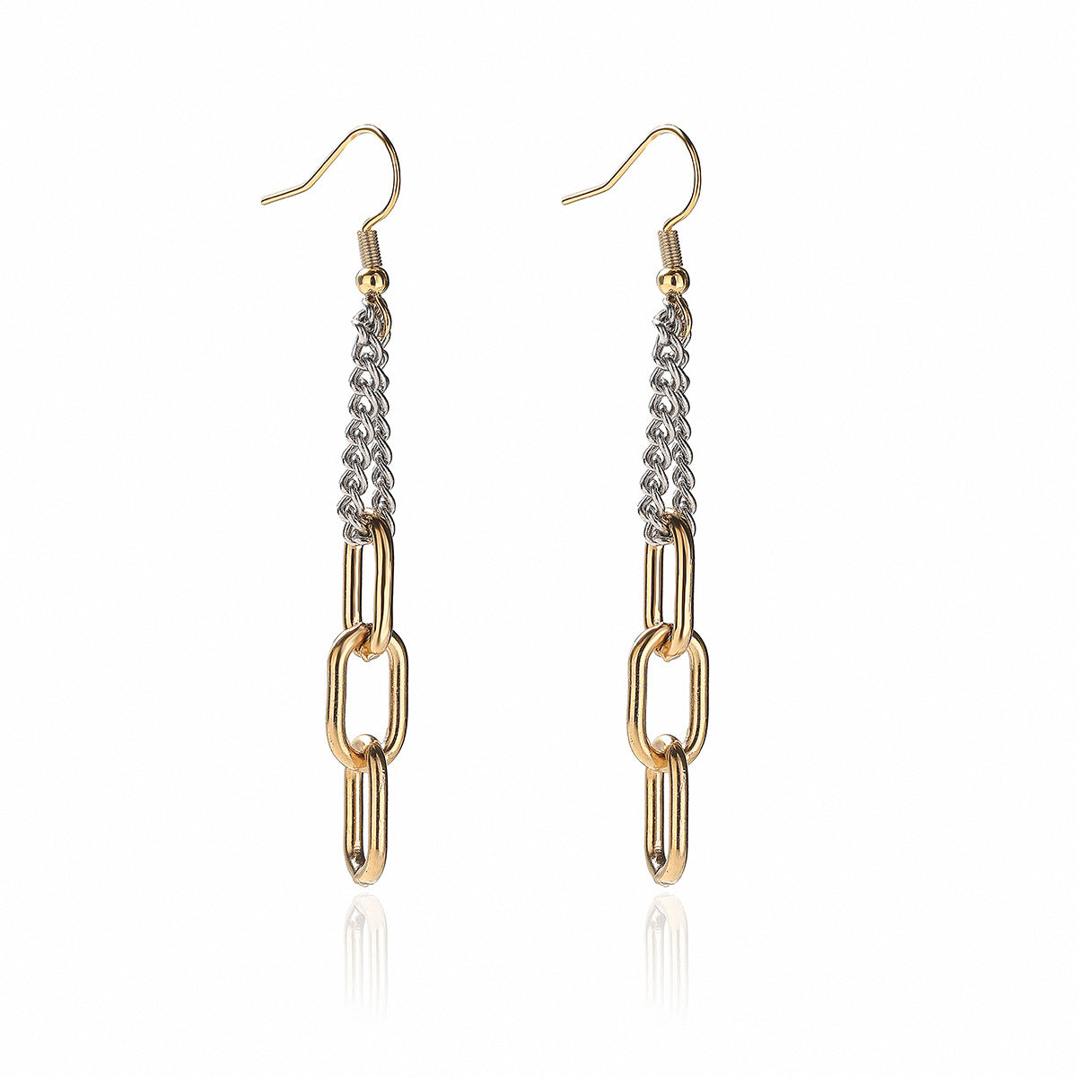Minimalist Geometric Stainless Steel PVD Tassel Earrings for Women