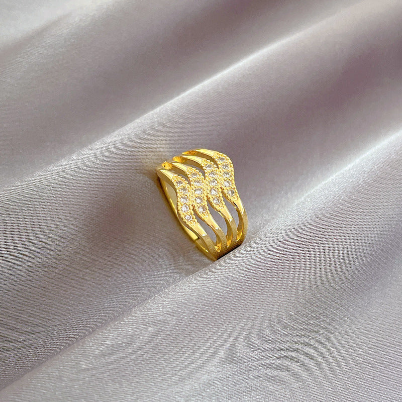 Anillo Ajustable de Latón con Diamantes de Imitación Corona Kawaii para Mujer