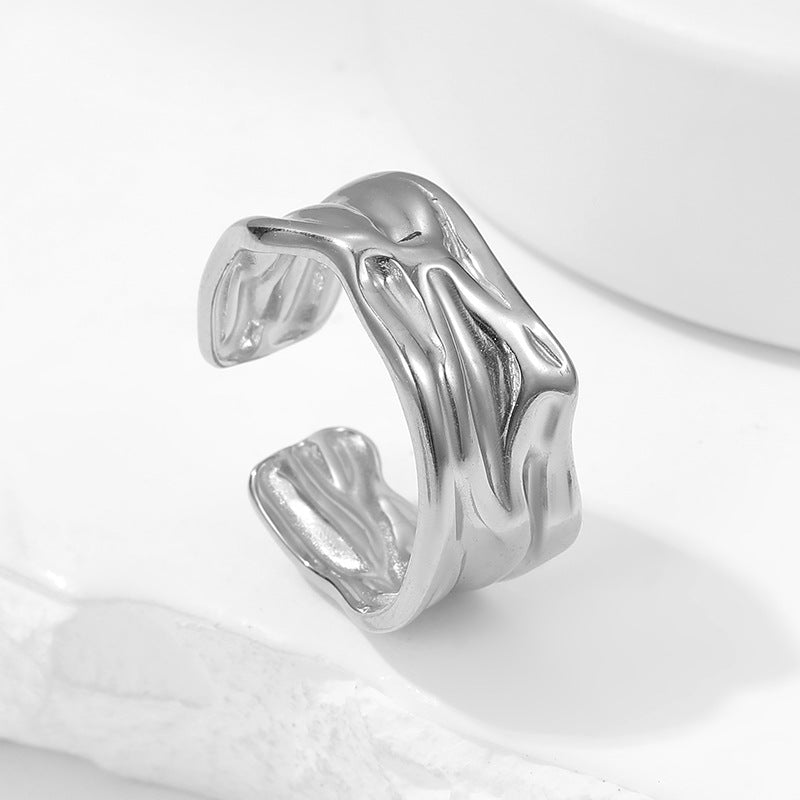 Minimalist Geometric Titanium Steel Adjustable Ring with 18K Gold Plating for Index Finger Unisex Fashion Jewelry