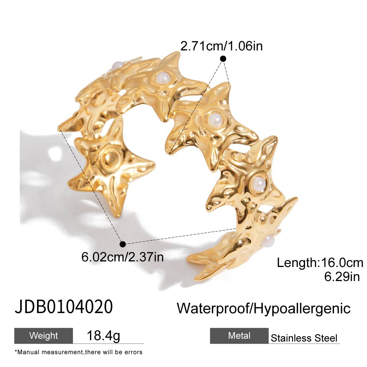 Elegant 18K Gold Plated Geometric Hollow Titanium Steel Bracelet for Women