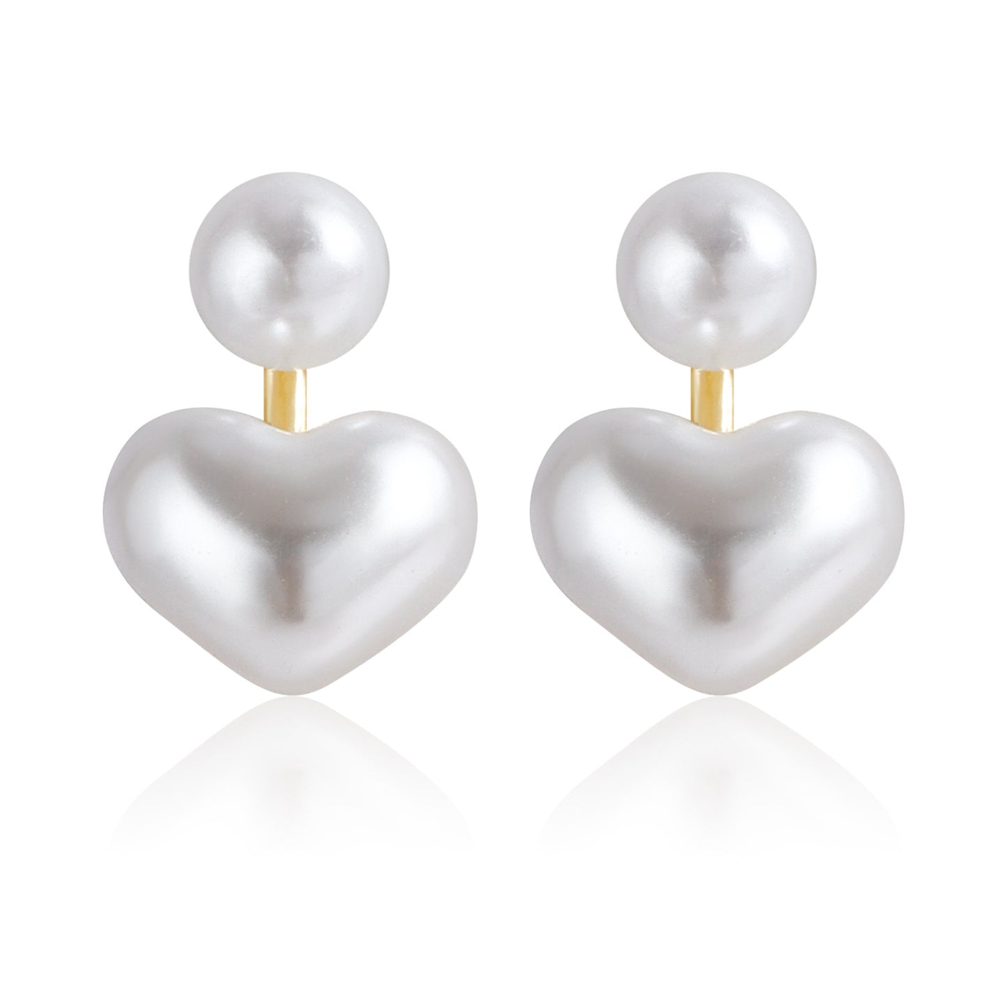 Sweet Heart-Shaped Acrylic Stud Earrings with Plated Finish for Women