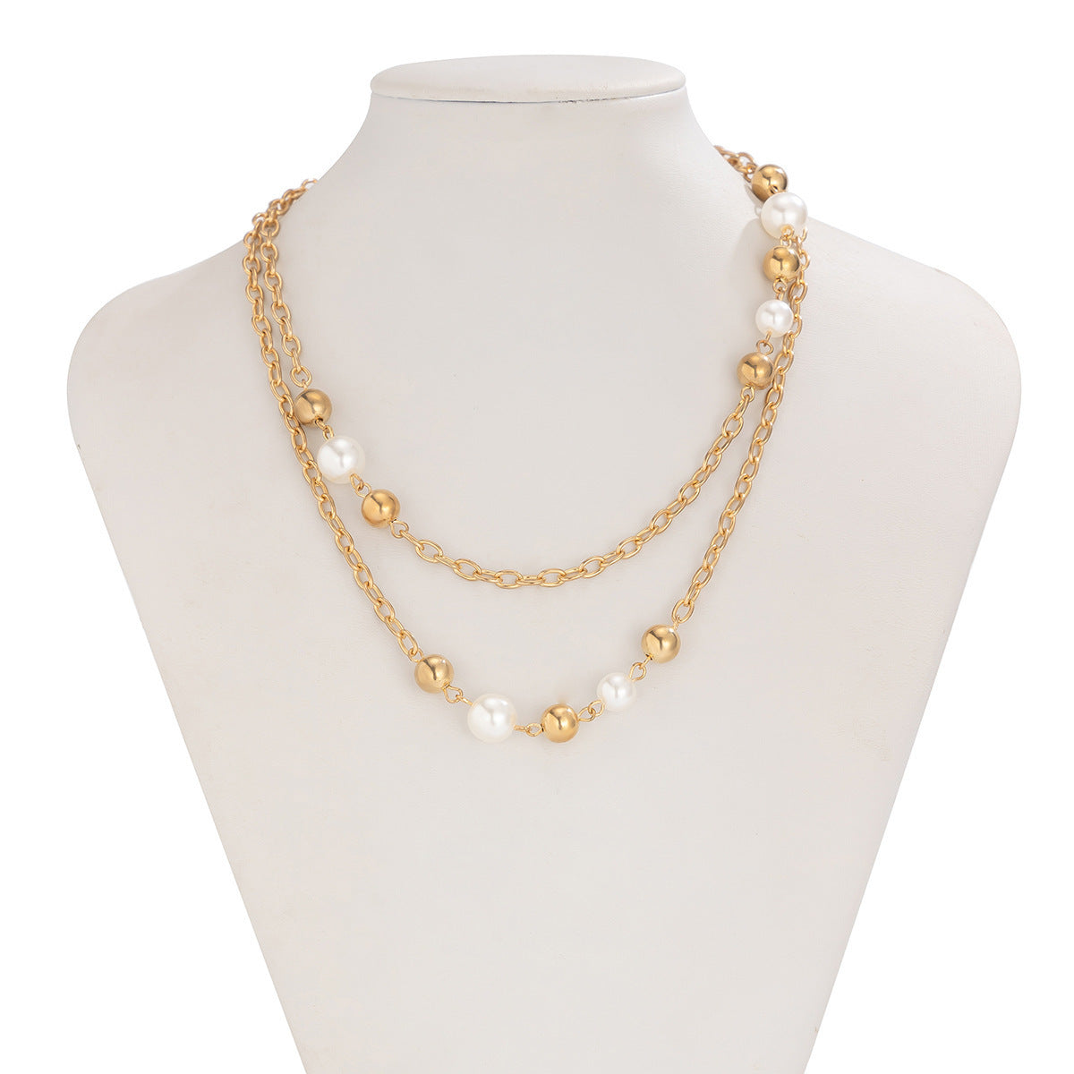Minimalist Five-Petal Flower Pendant Necklace with Imitation Pearl Accents on Handmade Chain for Women