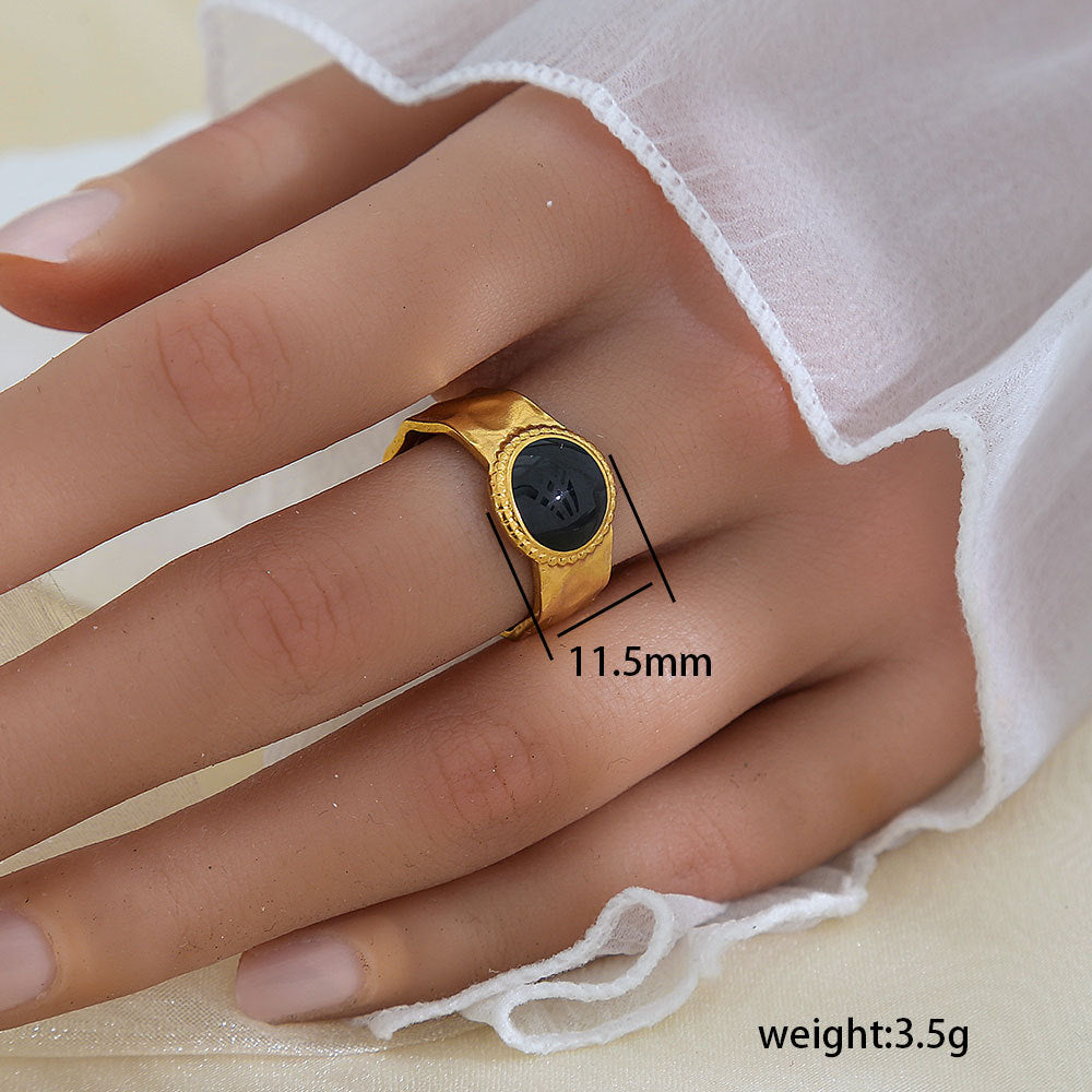 Anello aperto regolabile geometrico in acciaio al titanio con finitura galvanica per donna e uomo, gioielli moderni e minimalisti