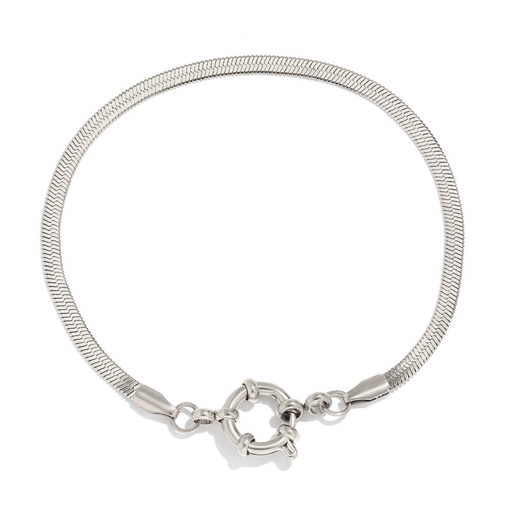Minimalist Geometric Stainless Steel Plated 18K Gold Blade Chain Bracelet with Spring Ring Clasp