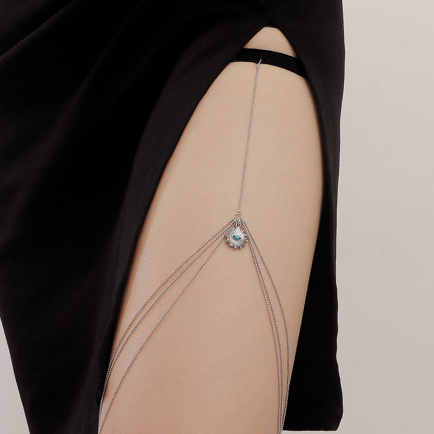 Geometric Evil Eye Anklet for Women Made of Alloy with Stretch Band Design