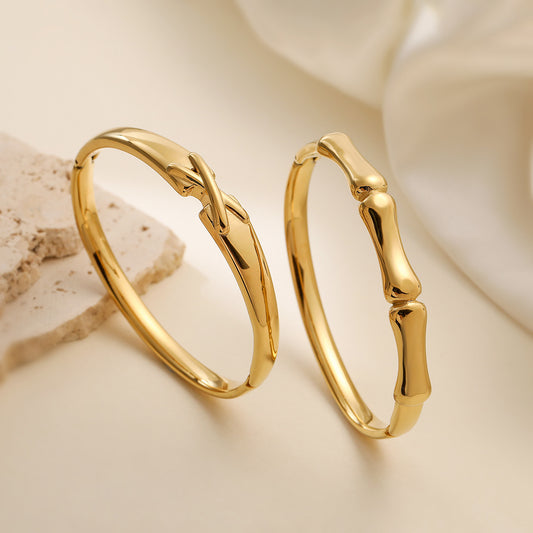 Pulsera de acero inoxidable con forma irregular minimalista chapada en oro de 18 quilates para mujer