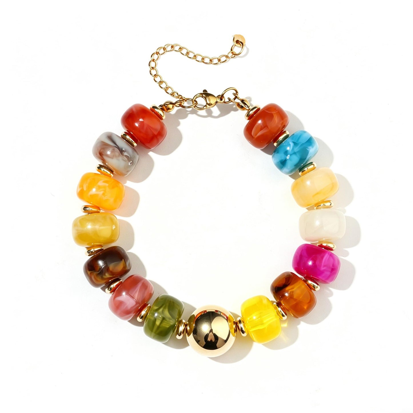 Minimalist Geometric Round Resin Beaded Bracelet Unisex Fashion Jewelry