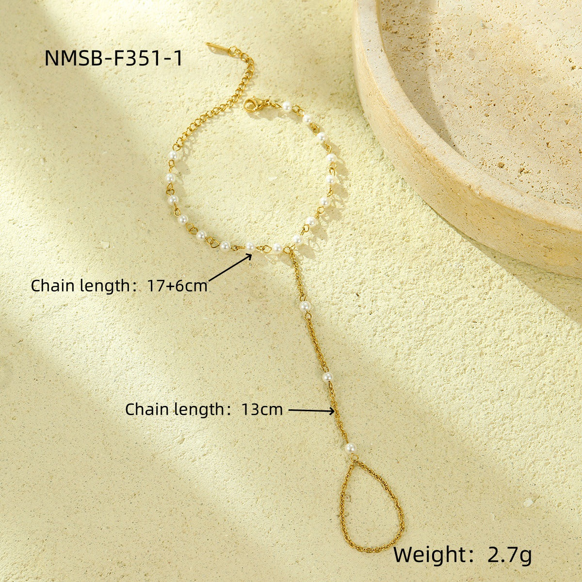 Light Luxury 18K Gold Plated Stainless Steel Chain Bracelet with Pearl for Women