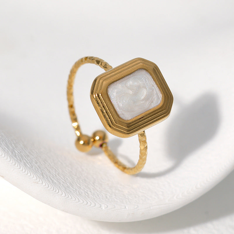 Minimalist Square Stainless Steel Ring with Plating Finish for Women Geometric Fashion Accessory