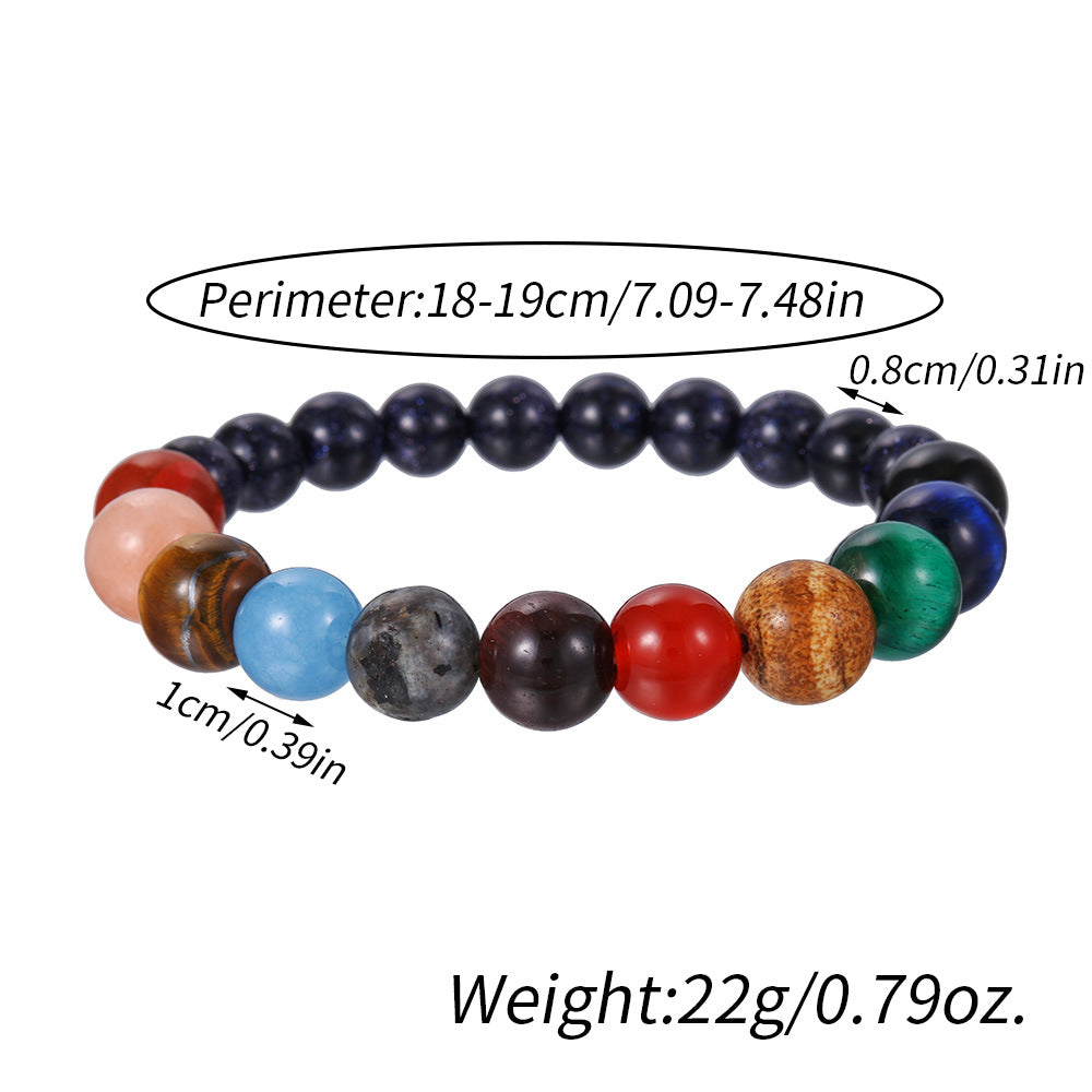 Unisex Geometric Stone Bracelet with Lapis Lazuli and Volcanic Stone, Galaxy Universe Design, Plated Finish