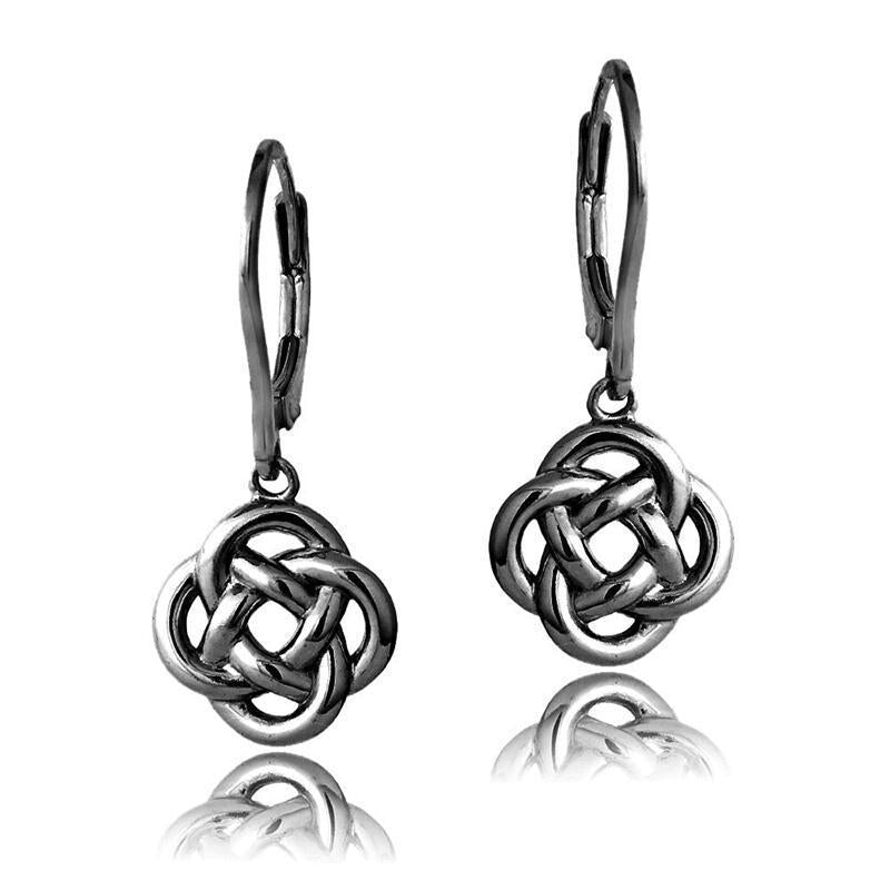 Minimalist Celtic Knot Stainless Steel Drop Earrings with Floral and Geometric Design for Women