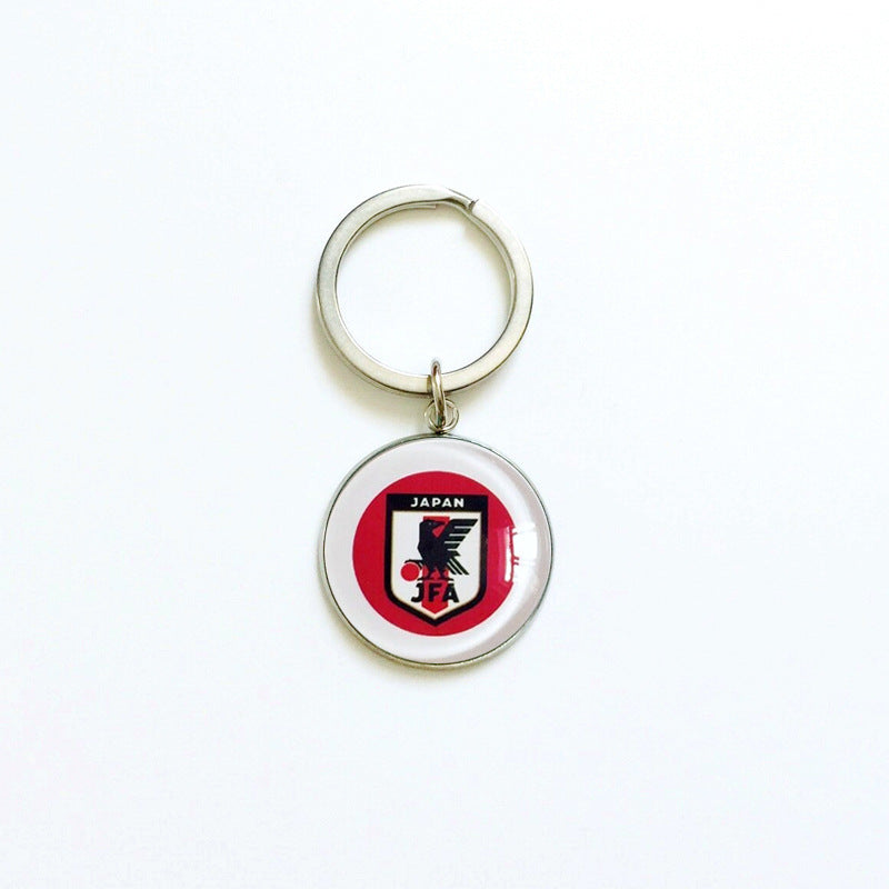 Sporty Round Stainless Steel Keychain National Football Team Souvenir Gift