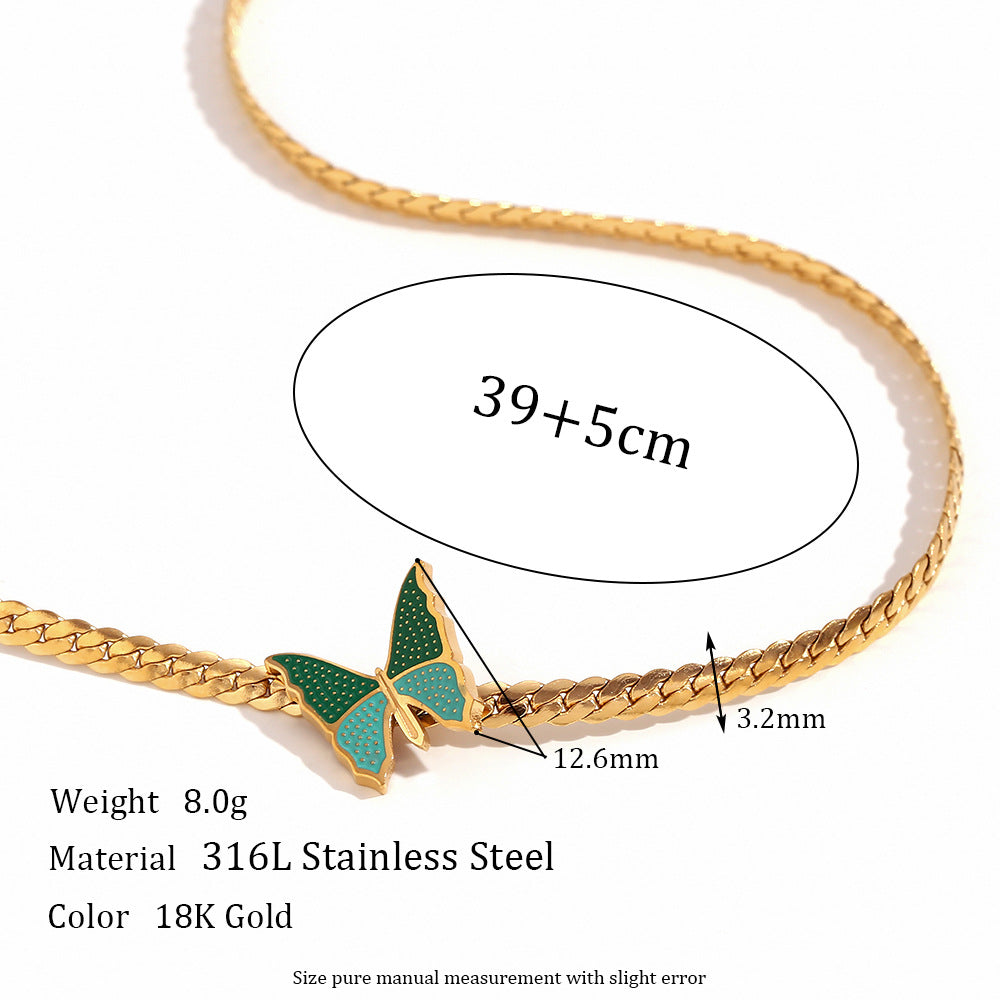 Collana a sospensione minimalista a farfalla in acciaio inossidabile con placcatura in oro 18K da donna