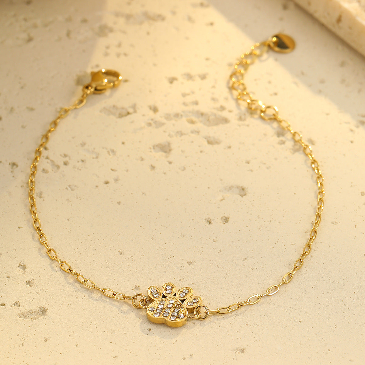 Minimalist Floral Dog Paw Stainless Steel Plated Bracelet for Women with Geometric Design and Luxury Finish