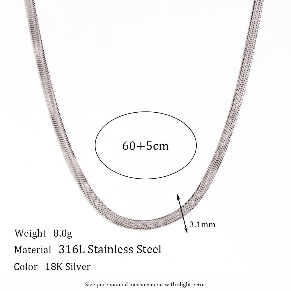 Minimalist Geometric Titanium Steel Plated Stainless Steel Necklace for Women with Snake Chain or Box Chain Style