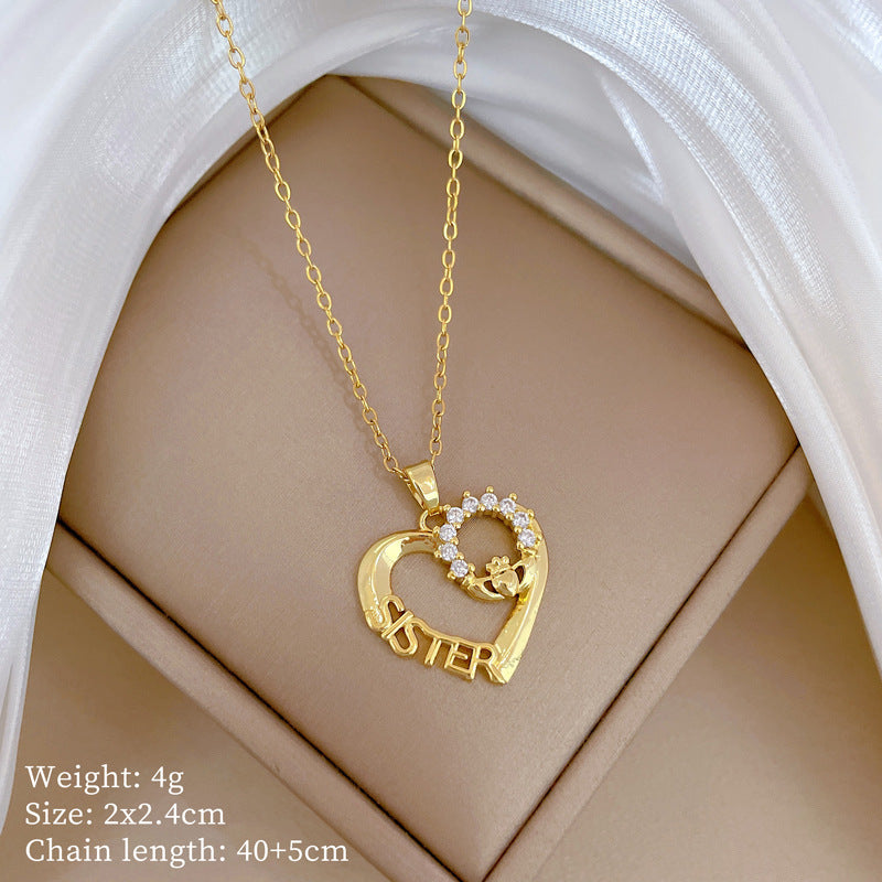 Collana Geometrica con Cielo Stellato da Donna con Strass Micro-Incastonati in Acciaio al Titanio, Stile Dolce, Fresco e Minimalista