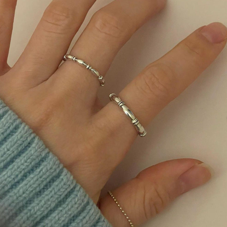 Vintage Sweet Geometric Floral Plated 925 Sterling Silver Ring for Women