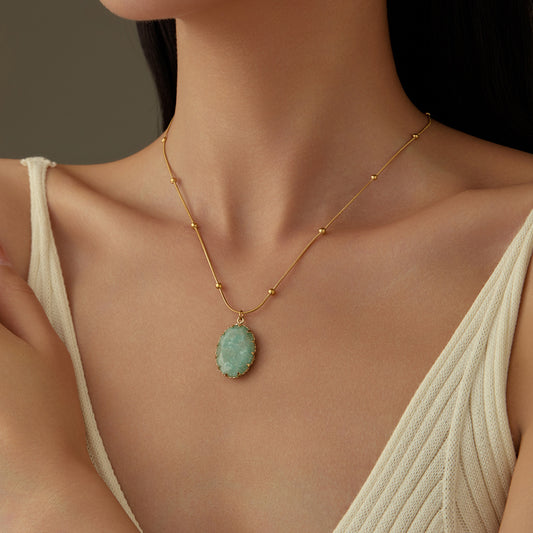 Collar Pendiente de Acero Inoxidable Minimalista Vintage con Incrustaciones de Diamantes de Imitación para Mujer