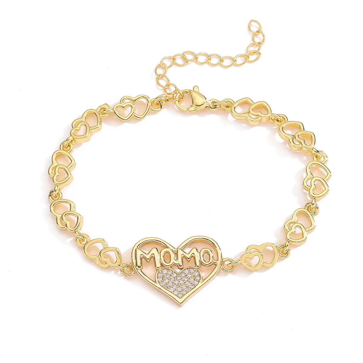 Minimalist Geometric Copper Bracelet with 18K Gold Plating and Zircon Inlay for Women