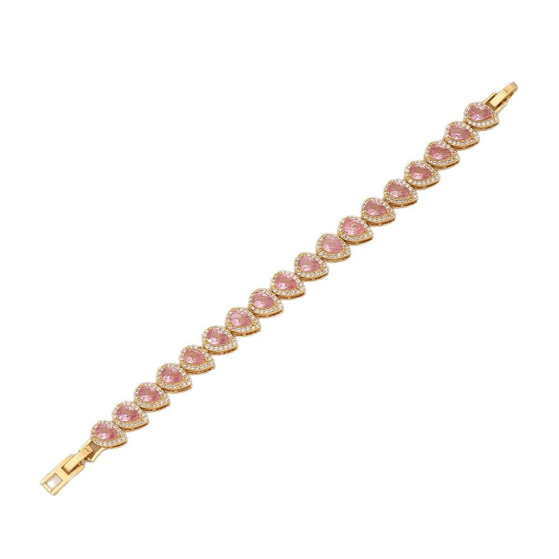 Bracciale da donna alla moda con zirconi cubici a forma di cuore e pavé piccolo, stile OL