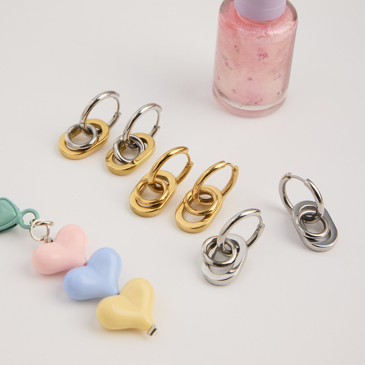 Minimalist Geometric Round Plated Stainless Steel Earrings for Women