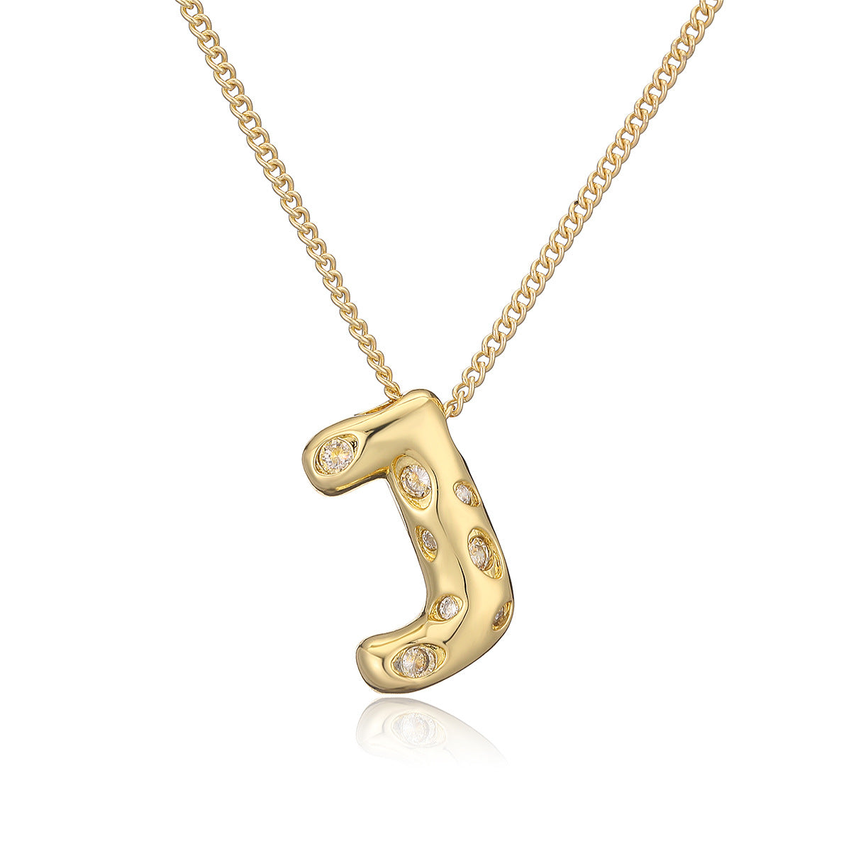 Collana da donna con ciondolo a lettera geometrico minimalista in ottone con placcatura in oro e intarsi in zircone