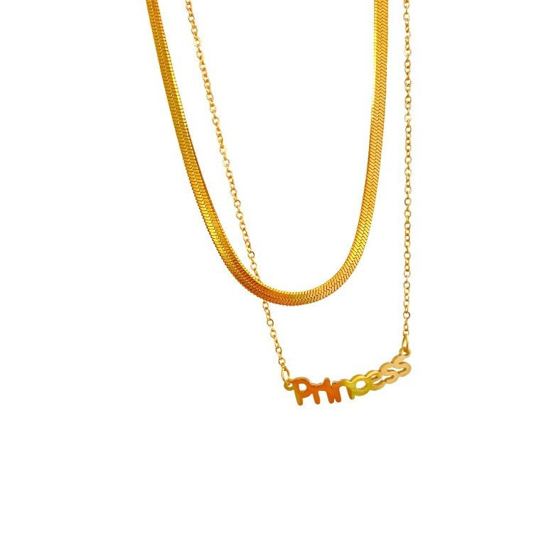 Minimalist Letter Titanium Steel Plated Necklace Unisex Layering Chain