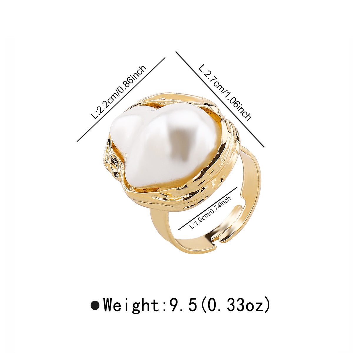 Anello in lega floreale dolce e audace con perla sintetica e finitura placcata da donna