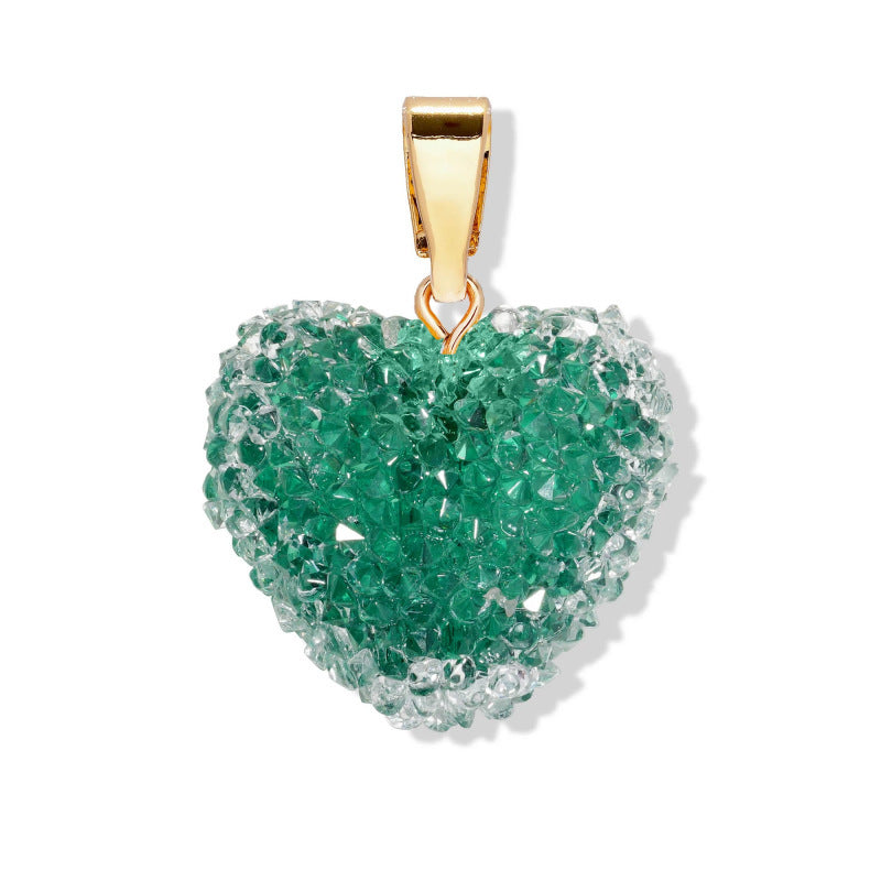 Colorful Heart Plated Stainless Steel Charm Bar Necklace for Women