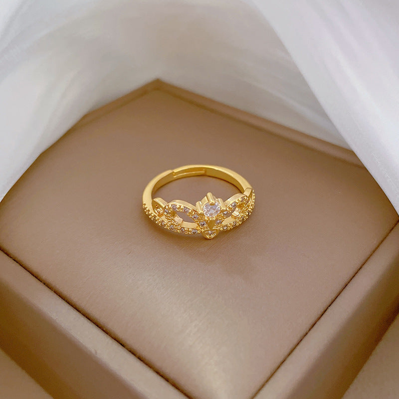 Adjustable Crown-Style Ring Minimalist Japanese-Inspired Women's Finger Ring