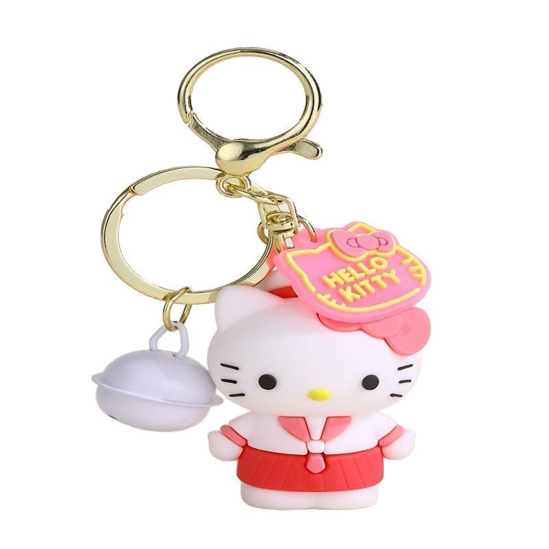 Portachiavi con gattino cartone animato Ciondolo in silicone con finitura placcata per borse e accessori