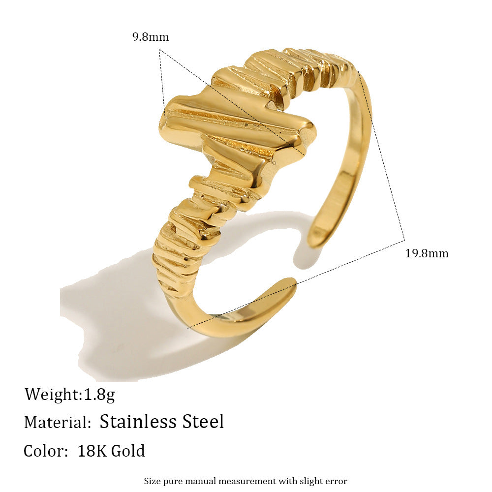 Minimalist 18K Gold Plated Stainless Steel Star Geometric Open Ring for Women