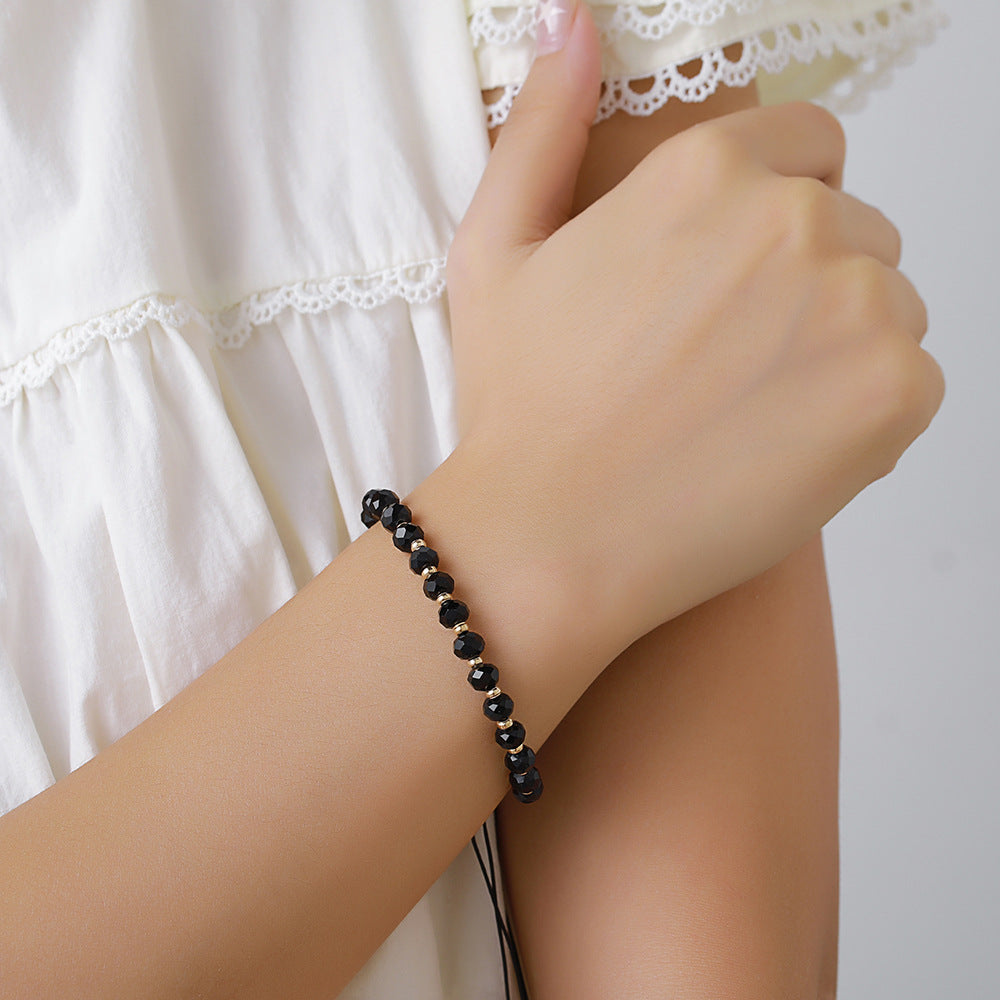 Bohemian Geometric Faceted Glass Bead Handmade Adjustable Bracelet for Women