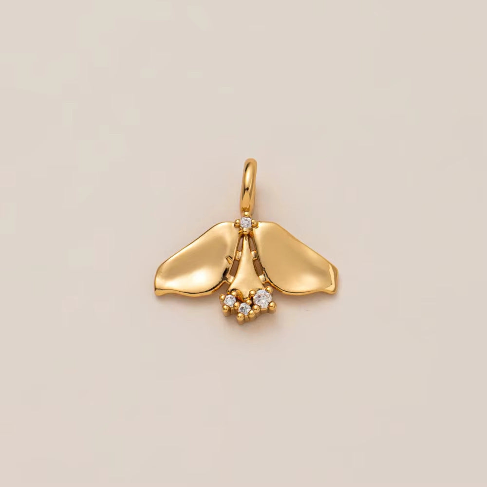 Minimalist Elegant Plated Brass Heart Butterfly Animal Floral Charm Bar for Cable Chain Necklace DIY Accessories