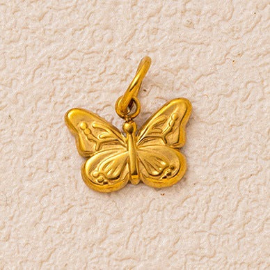 Vintage 18K Gold Plated Stainless Steel Animal Pendant Charm Bar for Women