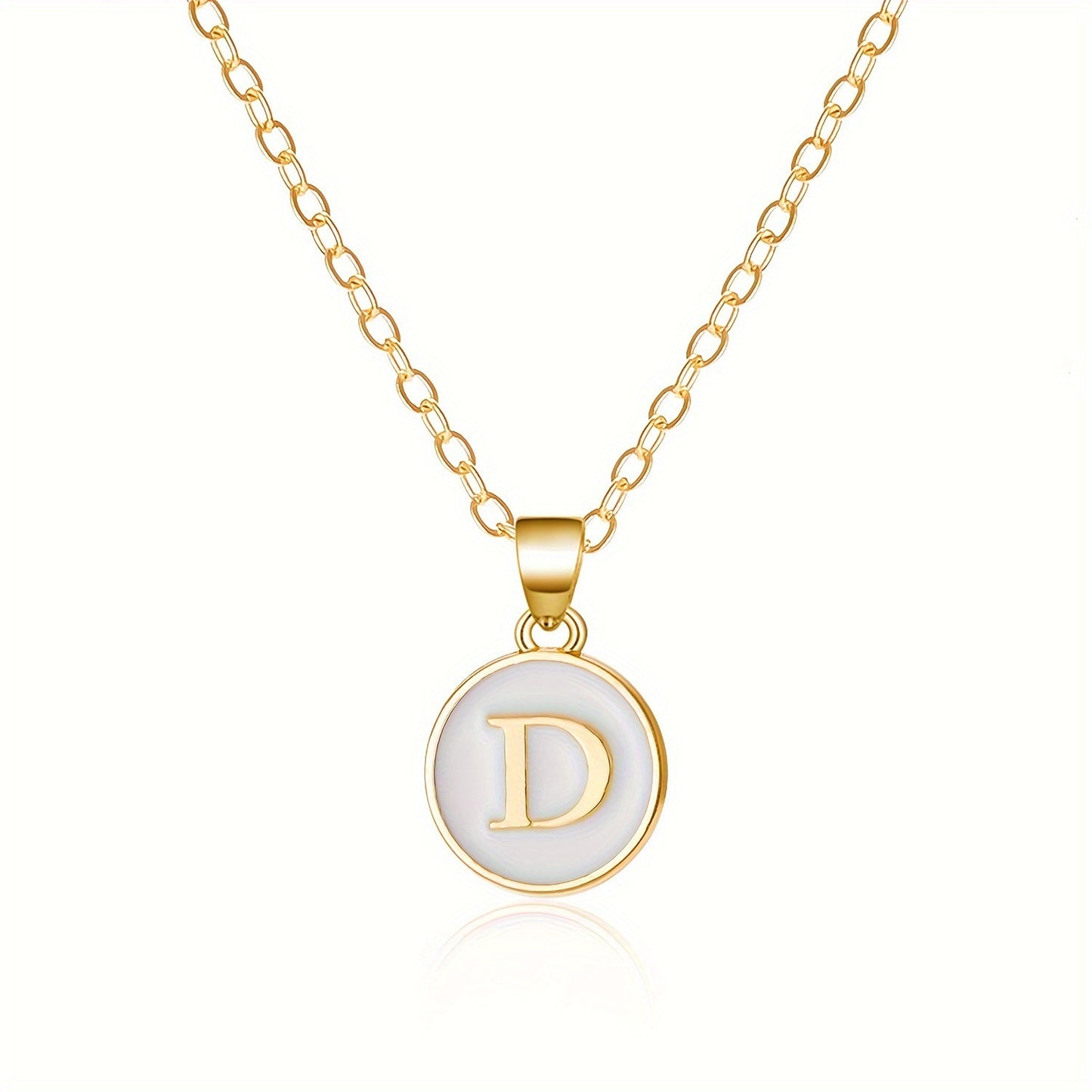 Collana con Pendente a Goccia d'Olio Alfabeto Lettera Rotonda Minimalista in Lega Placcata, Bicolore Bianco e Nero