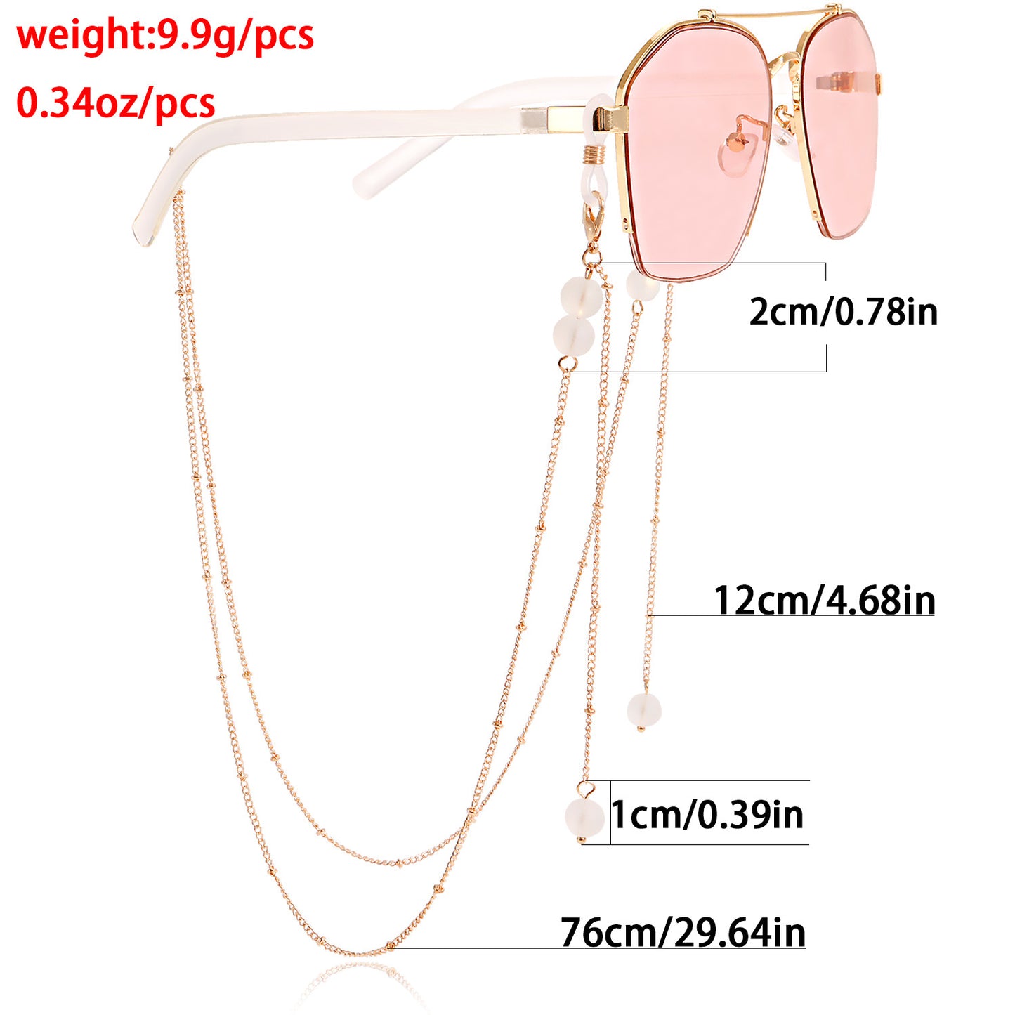 Gemstone Inlaid Alloy Mask and Glasses Chain
