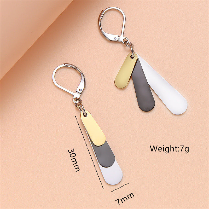 Minimalist Geometric Stainless Steel Dangle Earrings for Women with Precision Crafted Finish