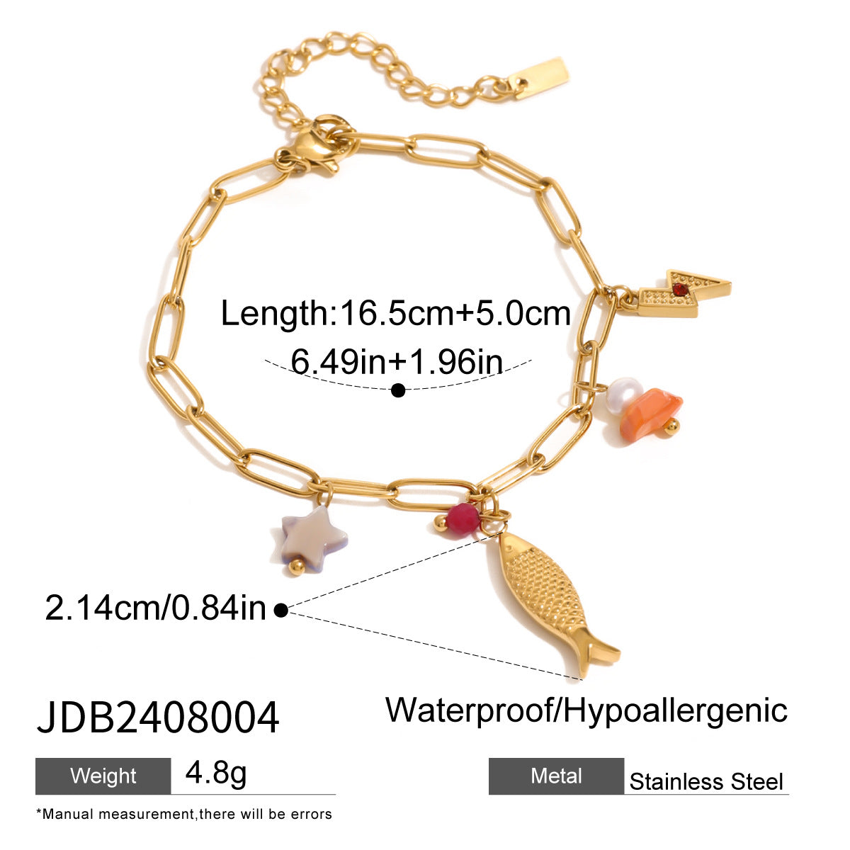 Geometric Stainless Steel Plated Bracelet with Pearl Inlay for Women