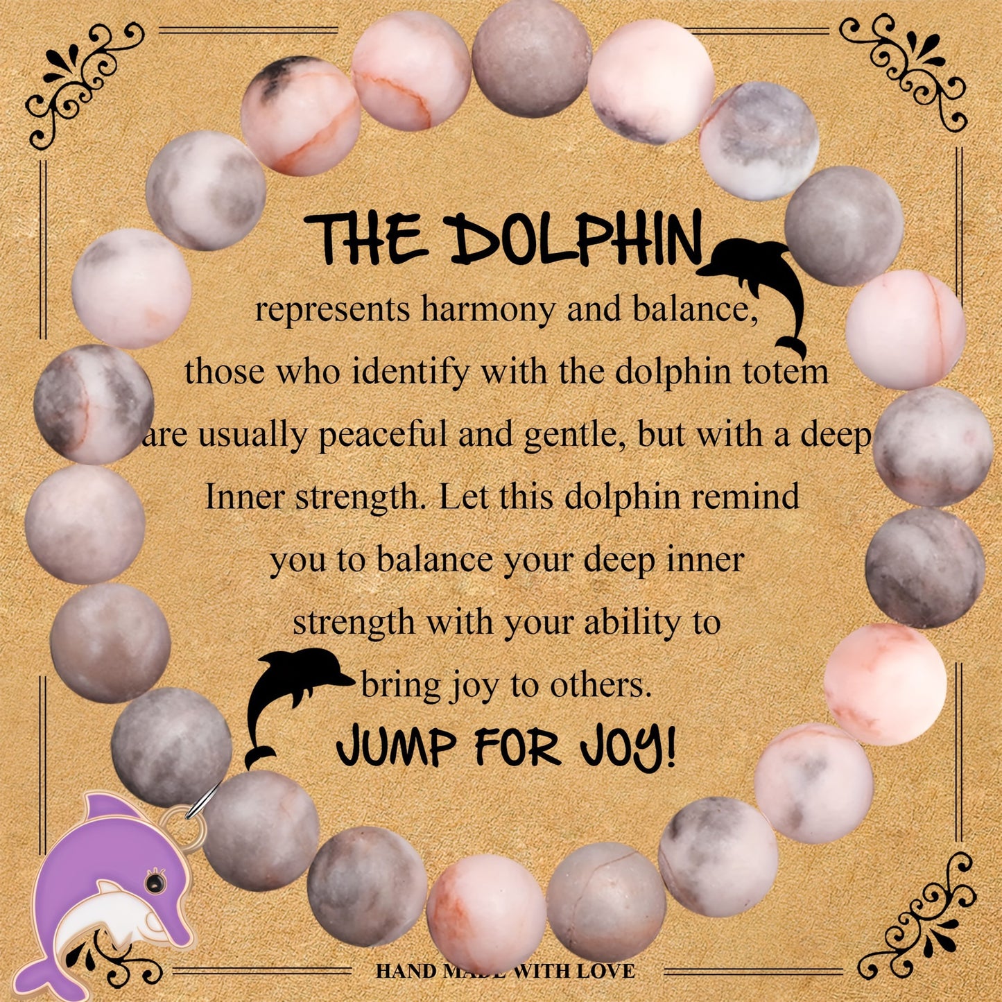 Minimalist Alloy Dolphin Charm Bracelet Unisex Adjustable Beaded Hand Jewelry