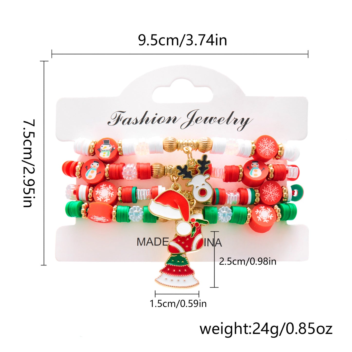 Handwoven Alloy Christmas Bracelet Set with Santa and Reindeer Charms for Women and Men, Festive Holiday Jewelry