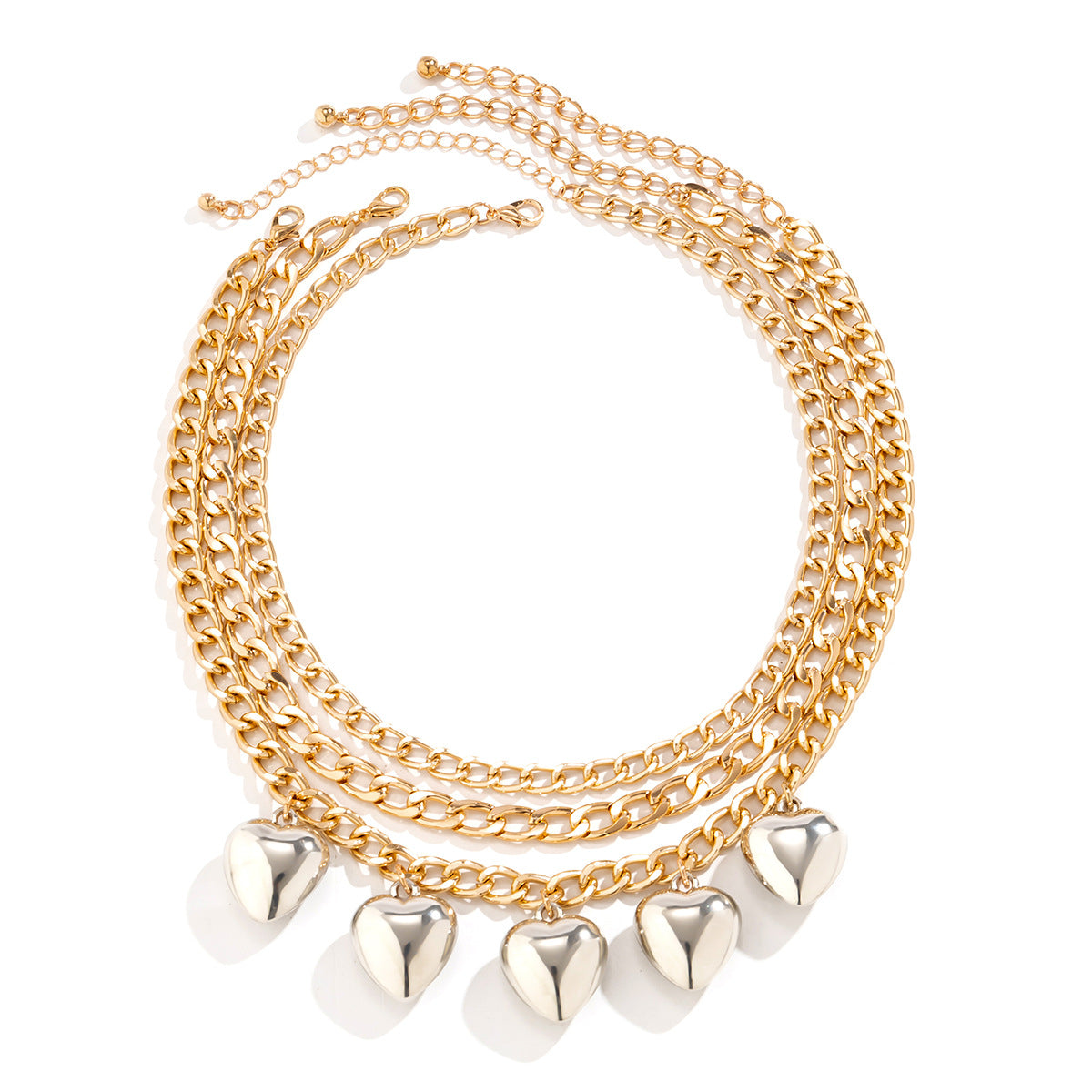 Collana con ciondolo a cuore geometrico minimalista da donna con plastica a specchio e superficie galvanizzata