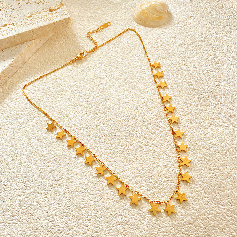 Minimalist Luxury Gold Plated Star Titanium Steel Necklace for Unisex