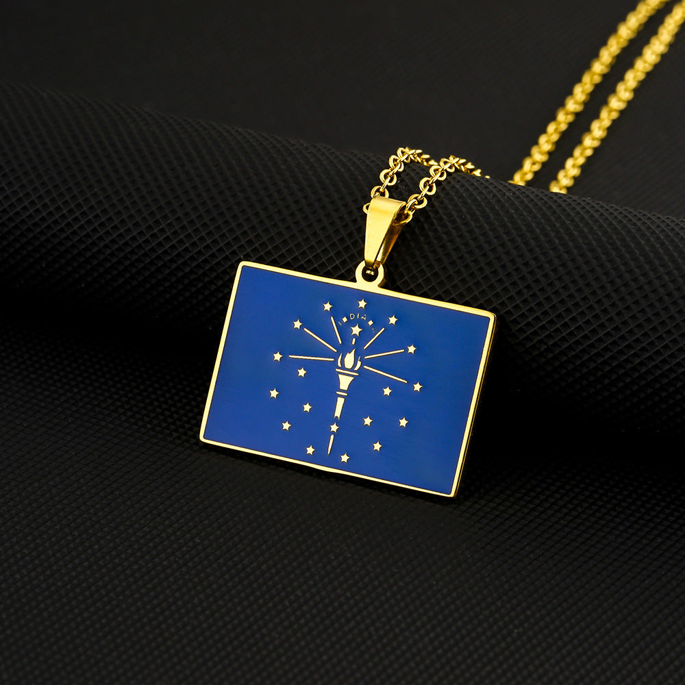 Collana con pendente rettangolare minimalista in acciaio inossidabile con finitura smaltata per moda unisex e abbigliamento casual