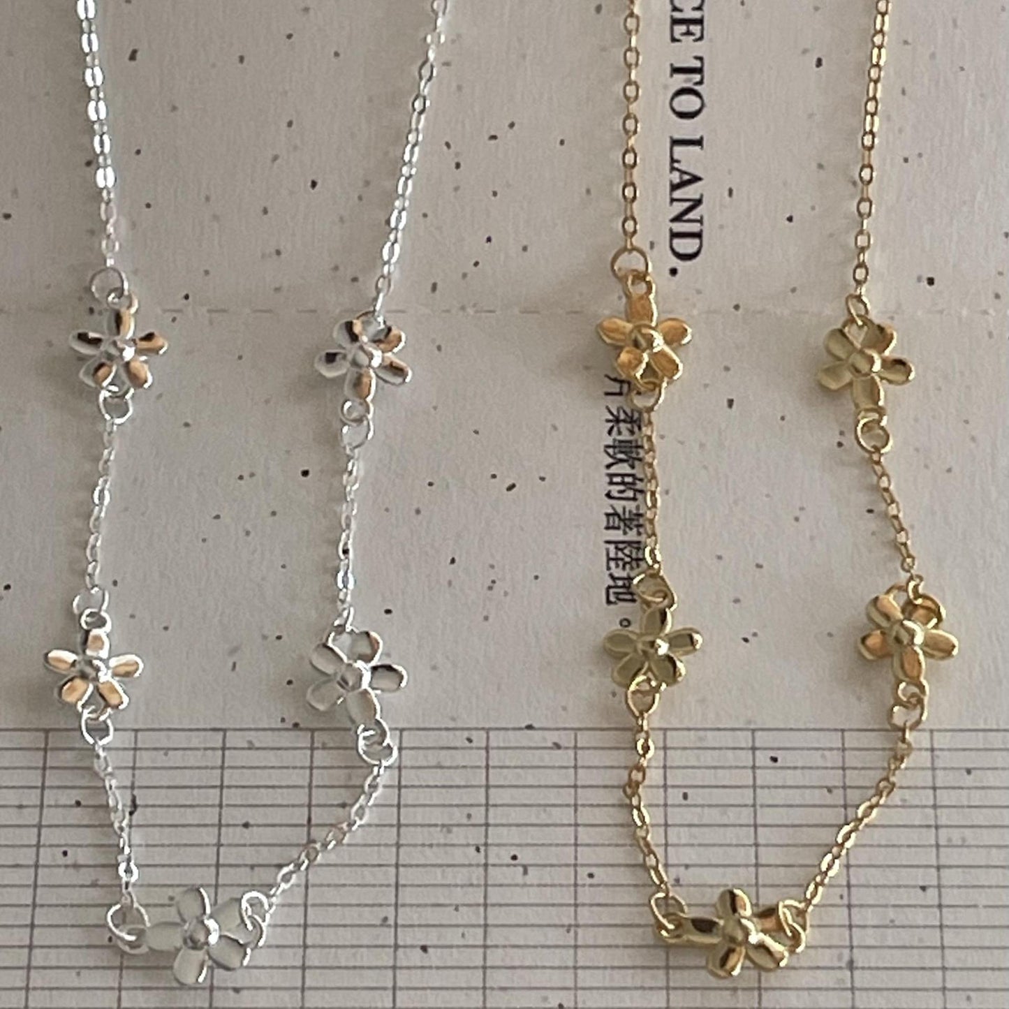 Minimalist Sweet 925 Sterling Silver Floral Geometric Necklace