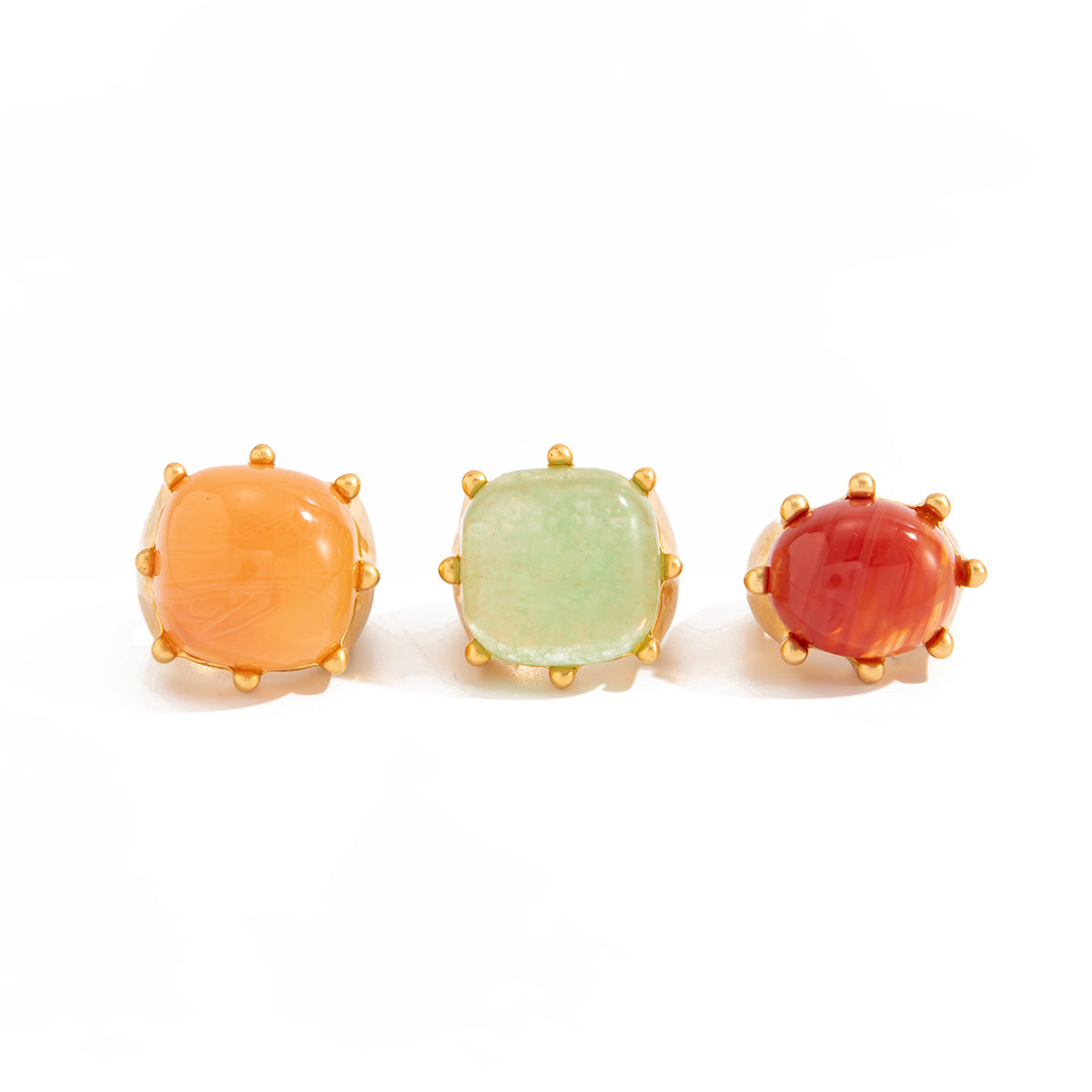 Sweet Vintage Geometric Zinc Alloy Ring with Gemstone Inlay and Resin Accent