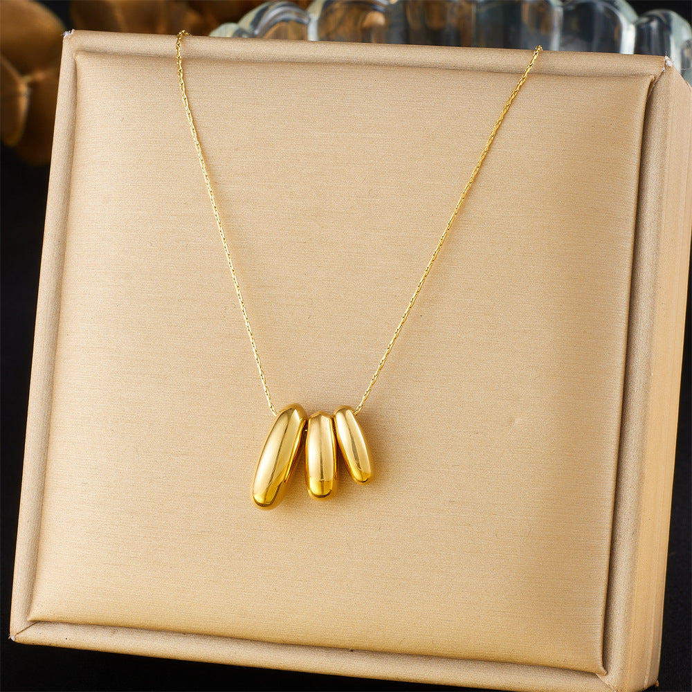 Minimalist Gold Plated Stainless Steel Layered Necklace with Heart Floral and Geometric Pendants