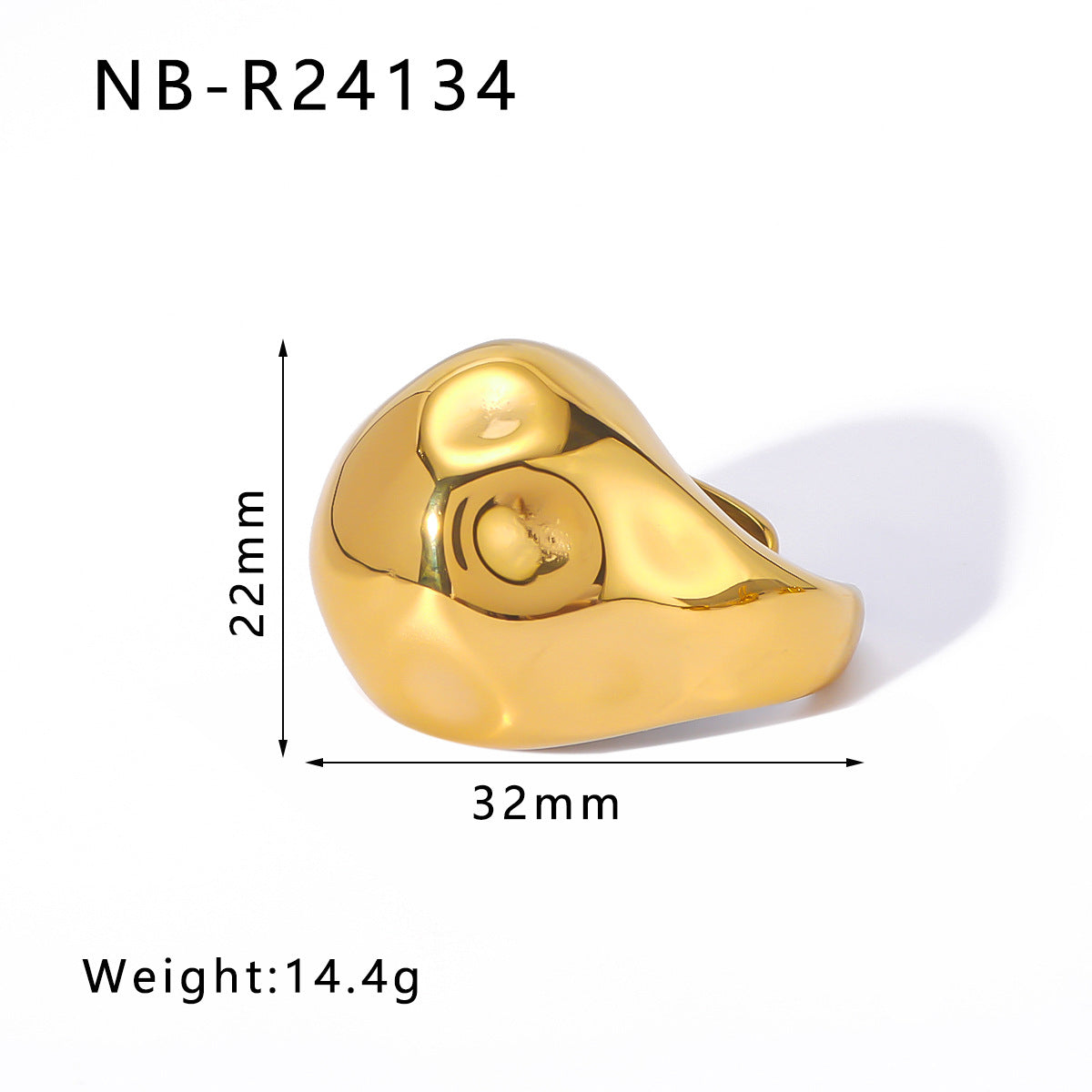 Asymmetrical Irregular Textured Stainless Steel Ring with Wavy Leaf and Geometric Shape Design