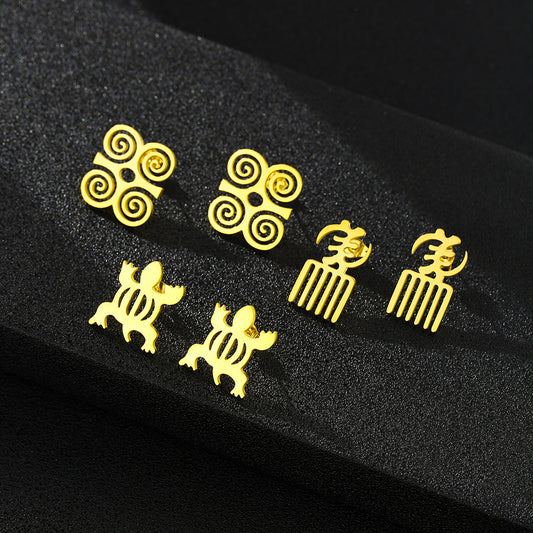 Ethnic Geometric Stainless Steel Earrings with Plating Finish for Men and Women